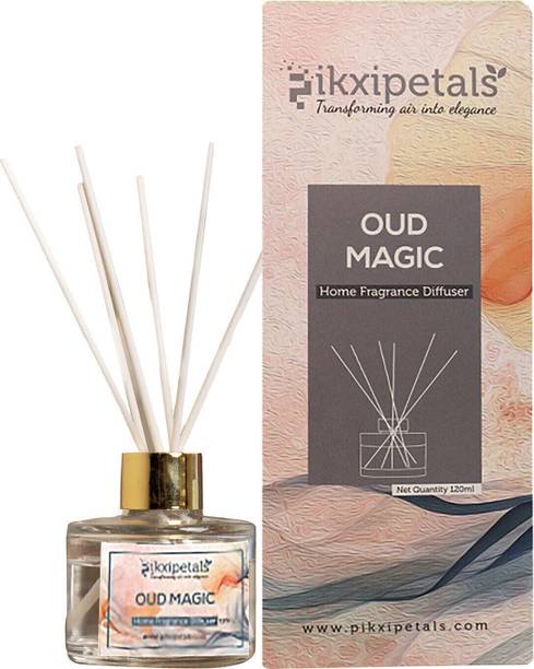 PIKXIPETALS Oud Magic Diffuser Reed Diffuser Oud Magic/Ideal for Personal Use or Gifting/Suitable for Living Rooms, Bedrooms, Office Spaces, and Even Spa-Like Environments |120ml