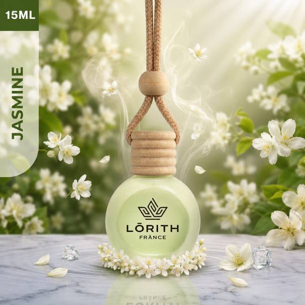 Lorith France Jasmine Car Freshener Diffuser Car Perfume Combo Best Pack of 1 Premium Hanging Car Air Freshener (Jasmine) (15ML) Long Lasting Natural Essential Oil Glass Bottle Car Accessories