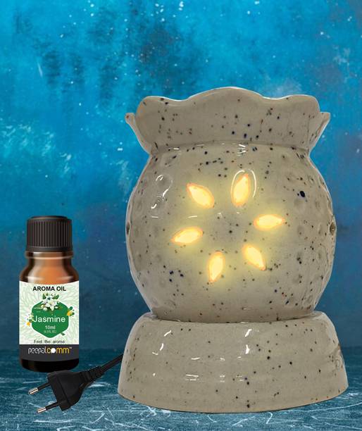 PeepalComm S1 Premium Electric Aroma Oil Diffuser Lamp with 1 10ml Jasmine Aroma Oil, Diffuser Set, Refill Perfect for Air Freshener, Room freshener, Home Décor & Gifting Purpose (Size: 10 x 8 cm) Jasmine Fragrance