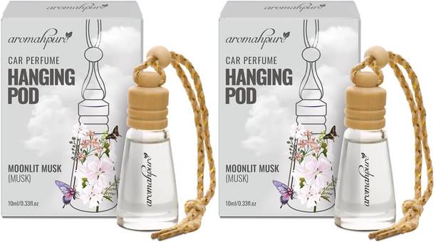 Aromahpure Moonlight Musk Car Freshener Diffuser Long Pod| Natural Fragrance Oils in Glass Bottle with Wooden Diffuser Lid