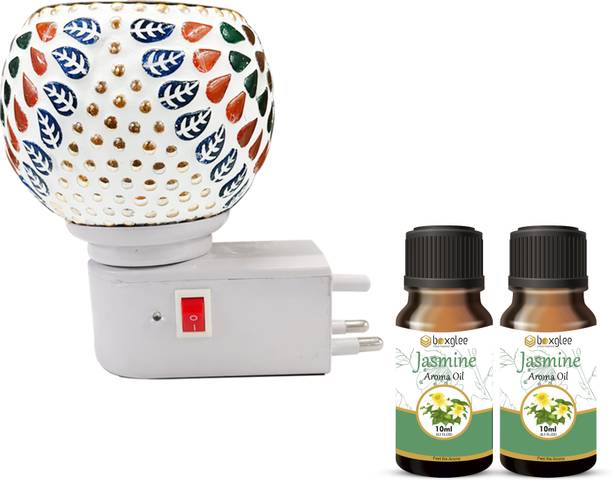 Boxglee Electric Kapoor Dani Camphor Diffuser with Decorative Ceramic Aroma Lamp Diffuser Set With 2 Fragrance Aroma Oil 10ml Each, Assorted Design Shipped As per Availablity S17