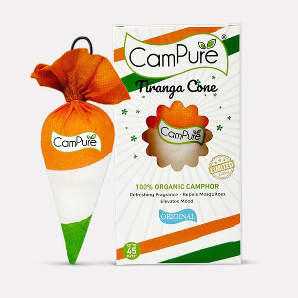 CamPure Tiranga Cone (Original Camphor) Pack Of 1 - 100% Organic | Air Freshener | Potpourri Tiranga Cone (Original Camphor) Pack Of 1 - 100% Organic | Air Freshener |