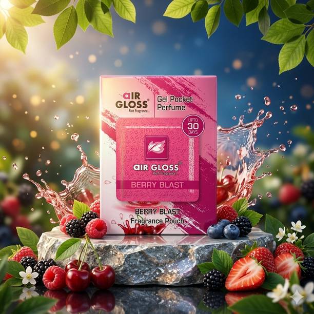 Air Gloss Berry Blast Diffuser Set Luxury Pocket Air Freshener Gel Pouch with Refreshing Aroma