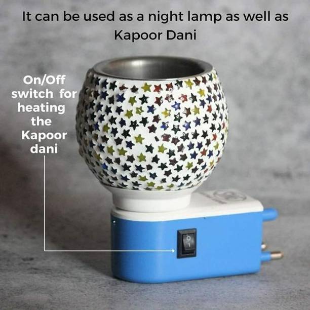 peepalcomm Premium Home Decor Kapoor Dani Diffuser Lamp With 1 Aroma Oil, Diffuser Ceramic Kapoor Dani Night lamp Electric Burner With 1 Aroma Oil Of 10 Ml (Pattern Design Color May assorted Shipped As Per Availablity ))