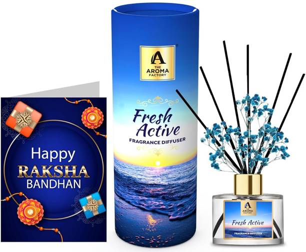 The Aroma Factory Fresh Active Diffuser Set Happy Raksha BandhanGreeting Card&Reed DiffuserSet, Fresh Active (1 BoX+1 Card)