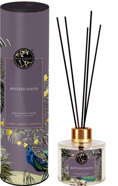 Soul & Scents Bottled Earth Diffuser Fragrance Lavender Cedarleaf Vanilla & Get 5 Rattan Stick Diffuser Set