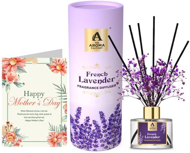 The Aroma Factory French Lavender Diffuser Set Happy Mothers Day Greeting Card &Reed DiffuserSet,French Lavender (1 Box + 1 Card)