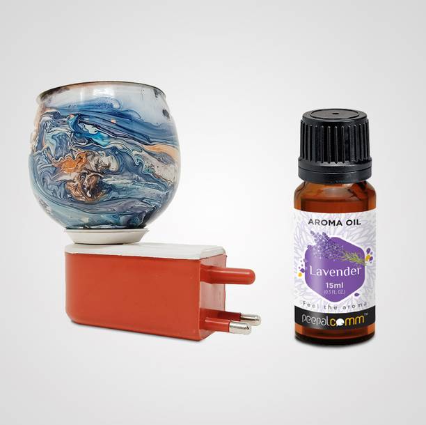 PeepalComm Trendy Design Electric Kapurdani Burner Lamp Air Freshner With 1 Aroma Oil, Diffuser Set Kapoor Dani & Essential Oil Diffuser with On Off Switch to Toggle Between Burner & Lamp