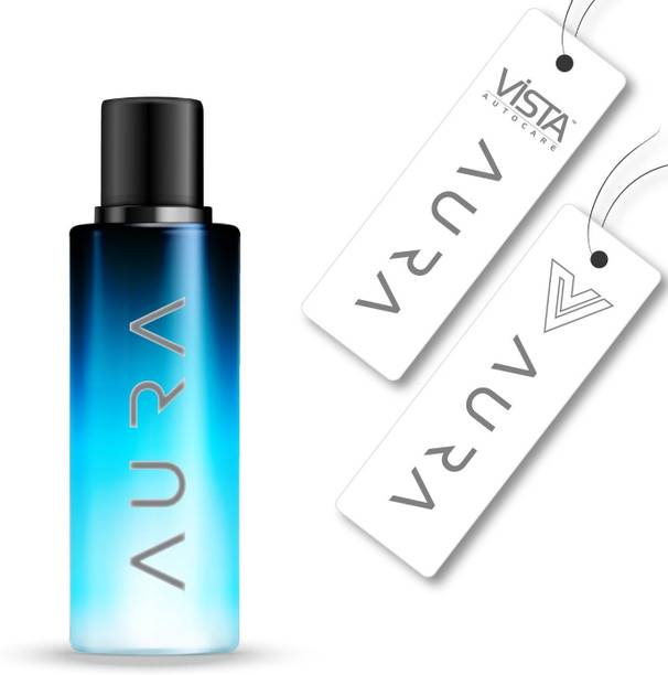 Vista Auto Care Aura Hanging Air Freshener Perfume LAGOON with 2 Hanging Boards, 400 + Sprays Spray Hanging Air Freshener Perfume Lagoon 30 ml with 2 Hanging Boards, For Home, Living Spaces, Office, Cars, Closets, Bathrooms | 400 + Sprays