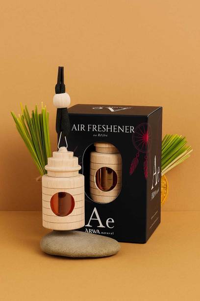 ARWA Lemon Grass Long Lasting Good Smell Fragrance - Wooden Glass Lid Car Freshener Aroma Oil Car Perfume Hanging Pod, Automatic Air Diffuser, Interior Accessories,