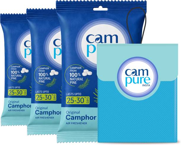 CamPure Original Camphor Potpourri Caphor Insta Cone (Pack of 3) Room, Car and Air Freshener & Mosquito Repellent
