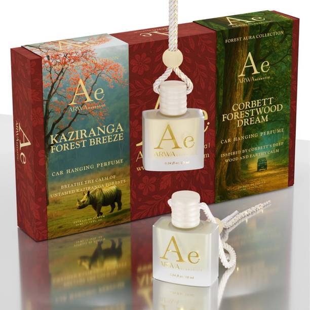 Kaziranga Forest Breeze + Corbett Forestwood Dream Car Perfume | 10ml × 2 Car Freshener Diffuser Premium Green Woody & Earthy Forest Car Fragrance | Long Lasting 30–45 Days Car Freshener