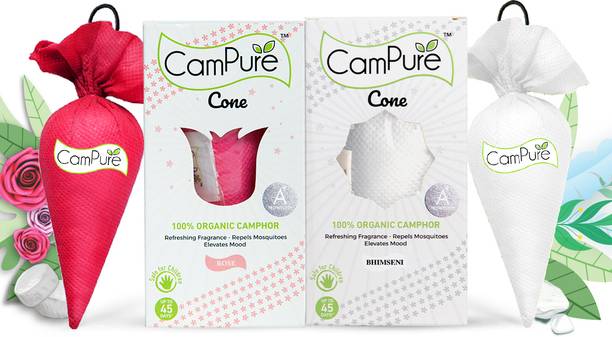 CamPure Cone Air Freshener - Bhimseni & Rose - Pack of 2 Potpourri Cone Air Freshener - Bhimseni & Rose - Pack of 2