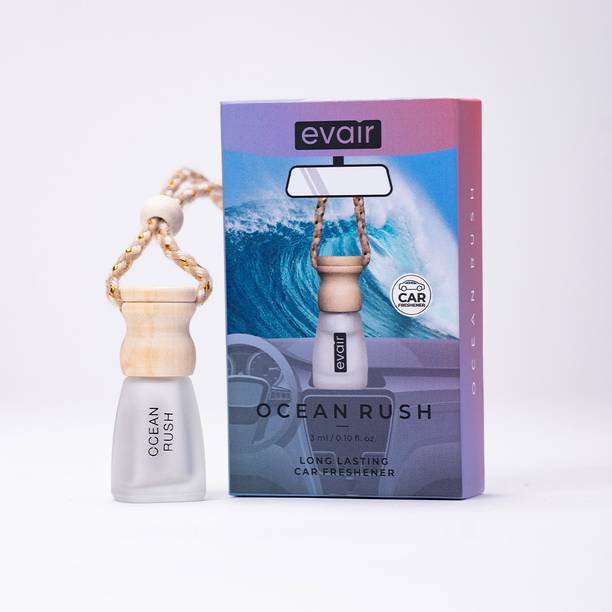 EVAIR Ocean Rush Car Freshener Diffuser Car Air Freshener with Essential Oils Fragrance in Glass Bottle