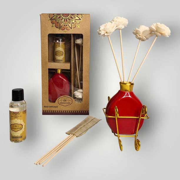 IMPERIUM AROMA Fragrance Diffuser Set | Lavender Oil 50ml | Ceramic Pot | 8 Reed Sticks | Diffuser For Home Decor, Bedroom, Living Room, Office & Gifting