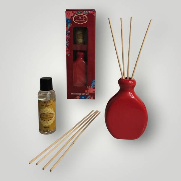 IMPERIUM AROMA Reed Diffuser Set with 50 ml Rose Fragrance Oil & 8 Natural Rattan Sticks | Diffuser For Home Fragrance, Living Room, Bedroom, Office & Gifting