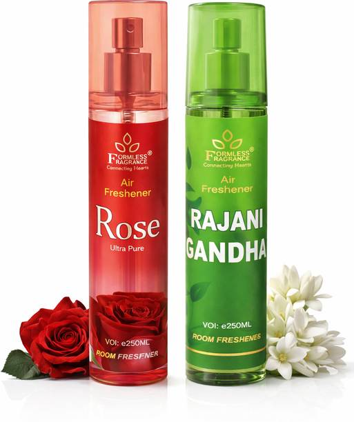FORMLESS ROSE, RAJNIGANDHA Spray Rose & Rajnigandha Room Air Freshener Spray Combo (Pack of 2)