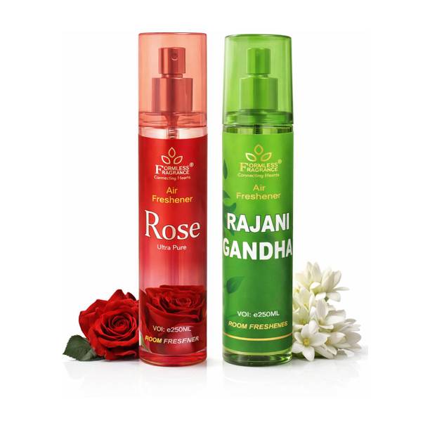 FORMLESS ROSE, RAJNIGANDHA Spray Rose & Rajnigandha Room Air Freshener Spray Combo (Pack of 2)
