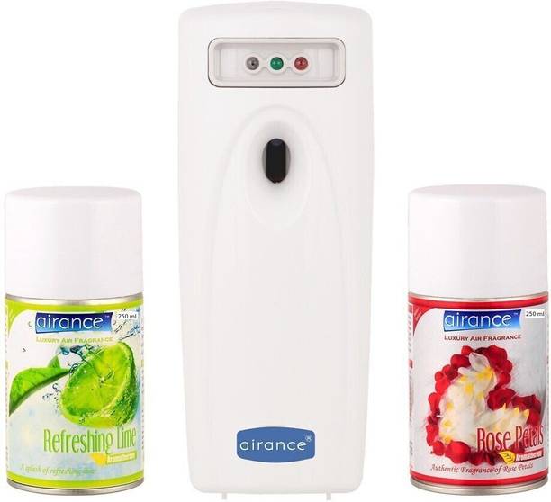 Airance Refreshing Lime, Rose Petals Automatic Spray Automatic Air Freshner With Combo Of Two Room Freshener Refills