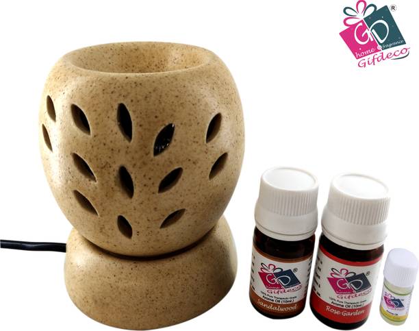 GIFDECO SANDALWOOD 10 ML, ROSE GARDEN 10 ML, LEMON GRASS 3 ML Diffuser Set, Diffuser, Aroma Oil, Refill ED-BB-03