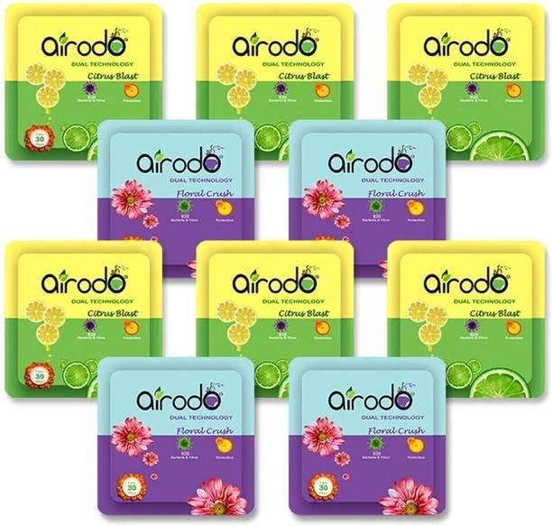 AIRODO Power Pocket Gel Air Freshener | Assorted Mix Scents | Pack of 10 Refill Power Pocket Gel Air Freshener