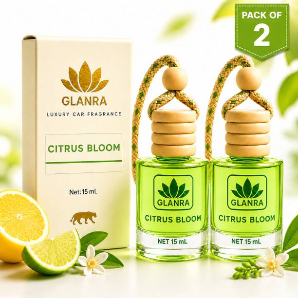 Glanra Citrus Bloom Car Freshener Diffuser Refreshing Citrus Floral Luxury Cabin Fragrance | Upto 90 Days Longevity