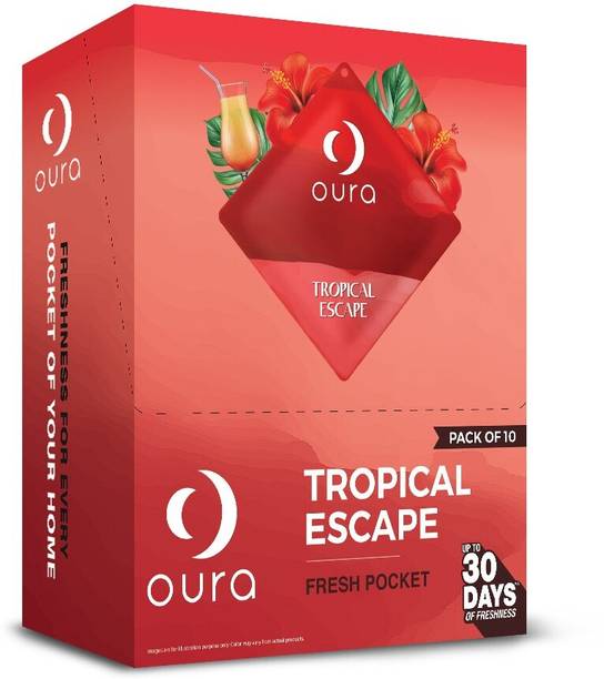 Oura Tropical Escape Long Lasting Gel Pocket Air Freshener Pack of 10 Blocks |10gm Each| Room Freshener