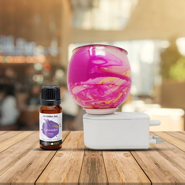 peepalcomm Marble Printed Electric Kapoor Dani Camphor Diffuser Lamp with 1 15ml Lavender Aroma Oil, Diffuser Set Premium Unique Design Electric Air Freshener Kapurdani Night Lamp with Switch to Toggle Between Burner and Lamp With 1 Aroma Oil 15ml Lavender S3