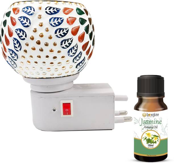 Boxglee Electric Kapoor Dani Camphor Diffuser with Decorative Ceramic Aroma Lamp Diffuser Set With 1 Fragrance Aroma Oil 10ml Each, Assorted Design Shipped As per Availablity S27
