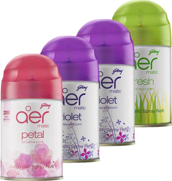 Godrej Aer PETAL, VIOLET, FRESH Car Freshener Automatic Spray Aer Matic Refill -, PETAL, VIOLET 2, FRESH.