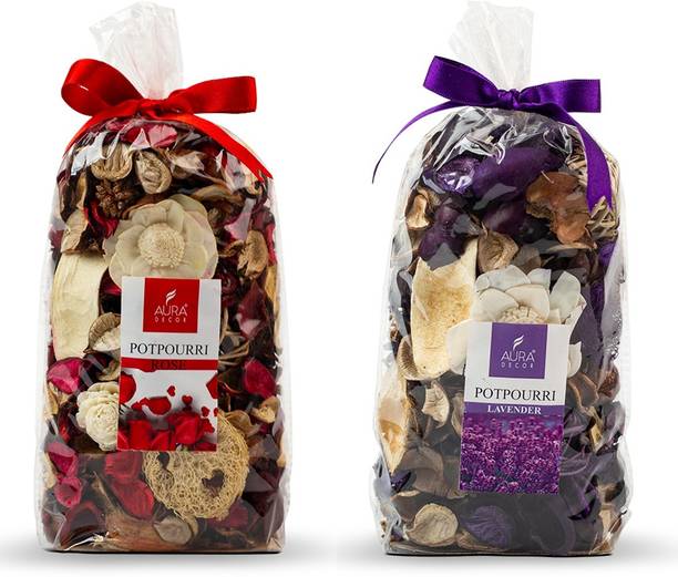 AuraDecor Lavender, Rose Potpourri Dried Potpourri Rose & Lavender Different Fragrance Set Of 2 Air Freshener.