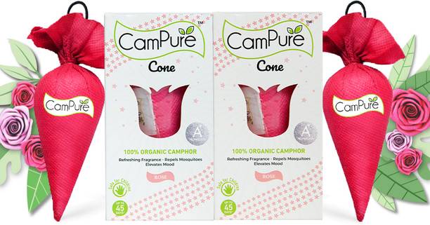 CamPure Cone Rose - Pack of 2 Potpourri Camphor Cone Rose - Room Freshener, Mosquito - Insect Repellent - Pack Of 2