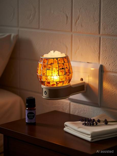 FStyler Lavender Aroma Oil Diffuser Set Electric Glossy Multipurpose Ceramic Aroma Oil Diffuser/Kapoor Dani/ Camphor Burner with Switch (in-Built On/Off Button for Heating) Hand-Crafted Incense Burner for Home, Office, Temple, Positive Energy and Ambiance Vedic101 with Lavender Aroma Oil 10ml