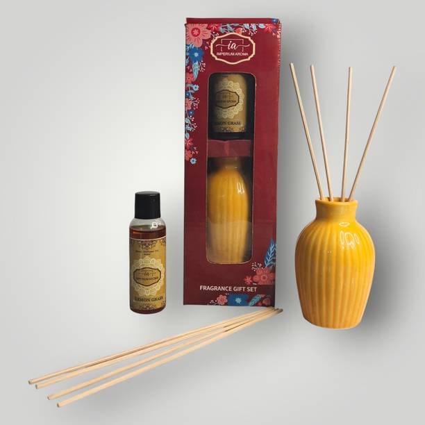 IMPERIUM AROMA Lemongrass Diffuser Set Luxury Lemongrass Bloom Crystal Reed Diffuser Set with Long Lasting Floral Aroma | Premium Home Fragrance Decor for Bedroom, Living Room, Office, Bathroom & Elegant Gift Purpose