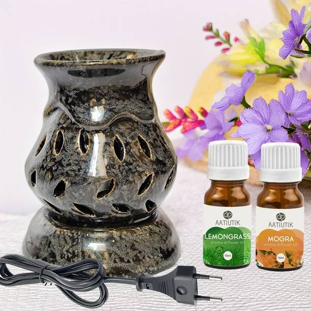 Aatiutik Lemongrass & Mogra Home Fragrance Oil Burner, Electric Air Freshener Aroma Diffuser Aroma Ceramic Electric Diffuser