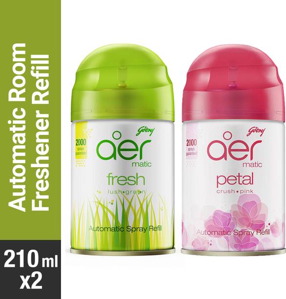 Godrej Matic Room Freshener - Fresh Lush Green & Petal Crush Pink Automatic Spray For Home & Office