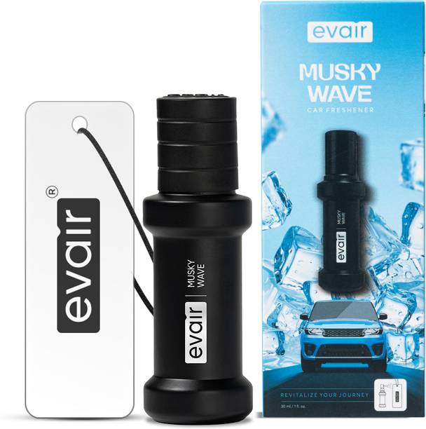 EVAIR MUSKY WAVE, Long Lasting Car Perfume, Spray with Diffuser Tag, 250+ Sprays Car Freshener Spray MUSKY WAVE