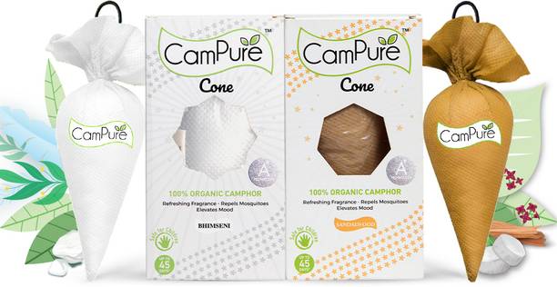 CamPure Cone Air Freshener - Bhimseni & Sandalwood - Pack of 2 Potpourri Cone Air Freshener - Bhimseni & Sandalwood - Pack of 2