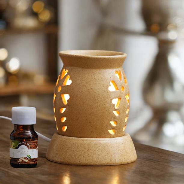 The Transit Story Lavender, Sandalwood, Five Flower, Jasmine Diffuser, Aroma Oil Aroma Diffuser Handcrafted Ceramic Electric Round Shaped Aroma Oil Burner for Home and Office with Aroma Oils