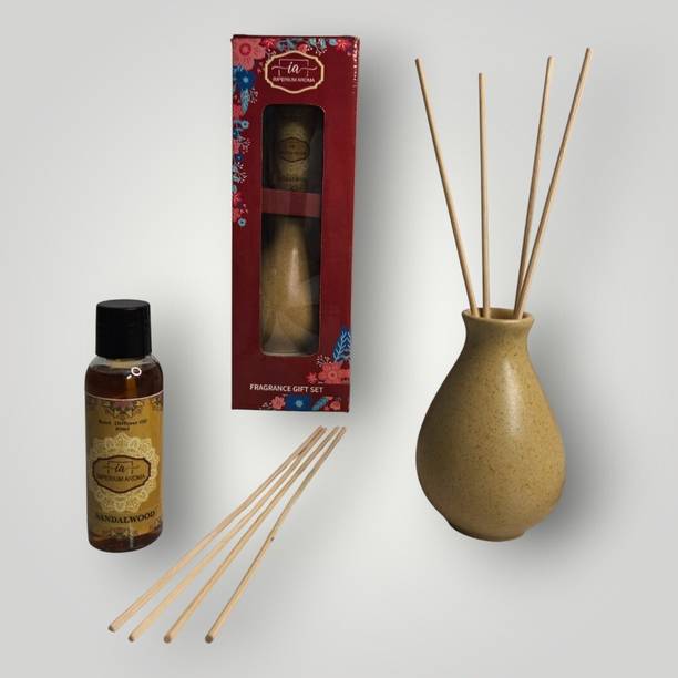 IMPERIUM AROMA Sandalwood Diffuser Aroma Fragrance Gift Set with Ceramic Oil Burn ,Sandalwood Oil & Tealight Candles | Home Spa