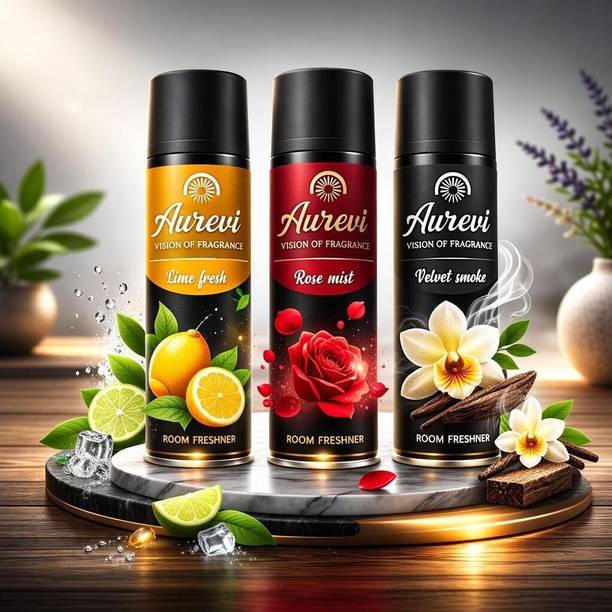 Godrej Aer ROSE +LIME+VELVET SMOKE Automatic Spray PREMIUM ROOM FRESHNER ROSE LIME VELVET 220ML*3(2)