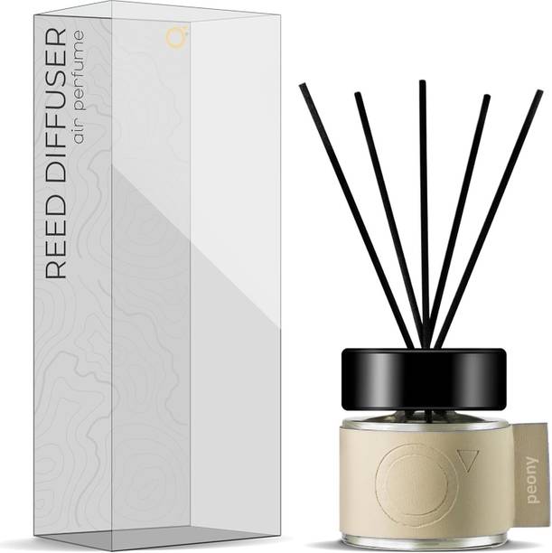 MANGO STYLE Peony Diffuser Set Peony Reed Diffuser Set - 100 ml with 5 Reed Sticks | Long-Lasting Natural Fragrance Oil | Home Aromatherapy Air Freshener for Bedroom, Bathroom, Office & Living Room | Ideal for Gifting