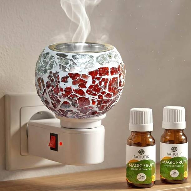 Aatiutik Magic Fruit Home Fragrance Air Freshener Diffuser Set Kapoor Dani Camphor Diffuser | Electric Aroma Diffuser for Home, Office, Spa, Hotel, Pooja Room, Living Room & Bedroom | Camphor Burner with Decorative Mosaic Design