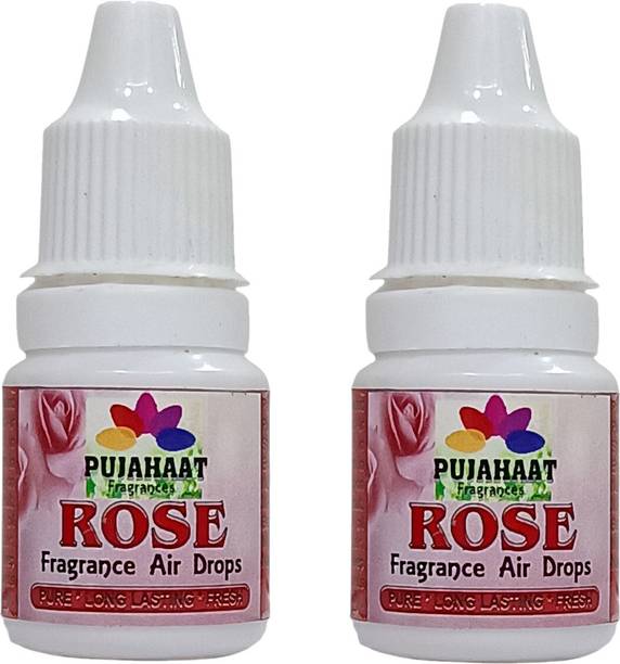 Pujahaat Rose Fragrance Air Freshner Drops for Room, Car, Bathroom Aroma Oil Rose Fragrance Air Drops 5ml x2