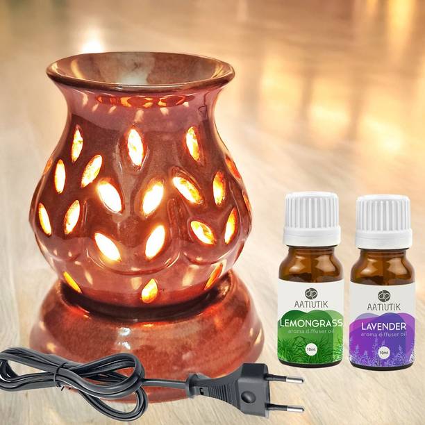 Aatiutik Lemongrass & Lavender Home Fragrance Oil Burner, Electric Air Freshener Aroma Diffuser Ceramic Aroma Diffuser Oil Burner