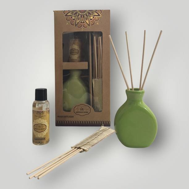 IMPERIUM AROMA Aromatherapy Set | Ceramic Pot | 50 ml Lavender Fragrance Oil | 8 Rattan Reeds | Diffuser Set For Home Fragrance, Bedroom, Living Room, Office & Corporate Gifting