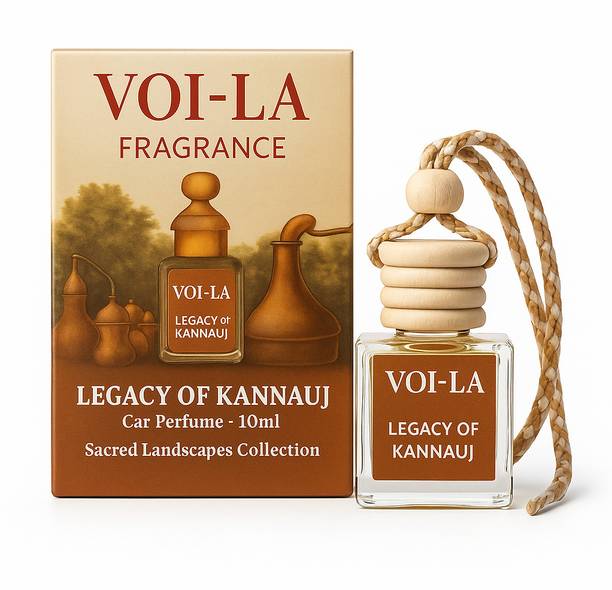 VOILA Legacy Of Kannauj Luxury Car Freshener Diffuser With Essential Oil In Gass Bottle And Wooden Lid