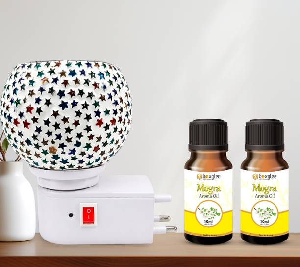 Boxglee Multifragrance Aroma Oil Night Lamp Kapoor Dani with 2 Mogra Oil 10ML for Home,Office Decor