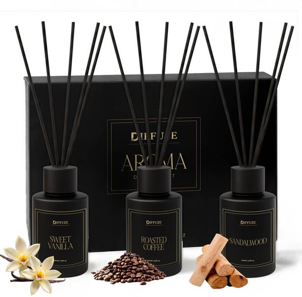 Diffuze Sweet Vanilla, Sandalwood & Roasted Coffee Diffuser Set REED DIFFUSER