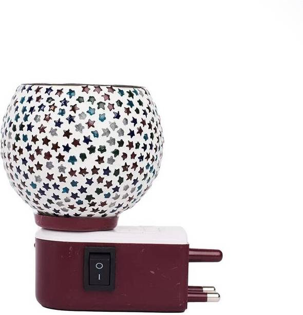 peepalcomm Essential Oil Camphor Diffuser Lamp with On Off Switch Between Burner&Lamp 1 Aroma Oil, Diffuser Ceramic Kapoor Dani Night lamp Electric Burner (Pattern Design Color May assorted Shipped As Per Avilablity )With 1 High Scented Sandalwood Aroma Oil